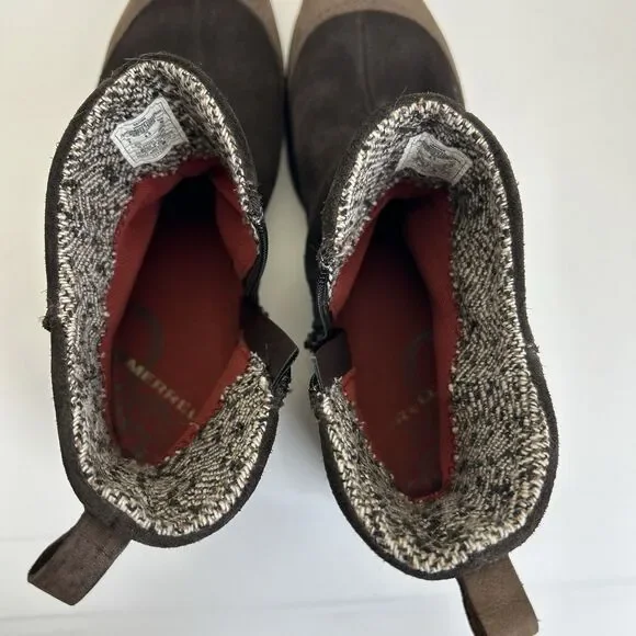 Merrell Freisa Slouch Ankle Boots Womens Sz 9 Brown Suede Zip Booties Outdoors - Picture 7 of 9